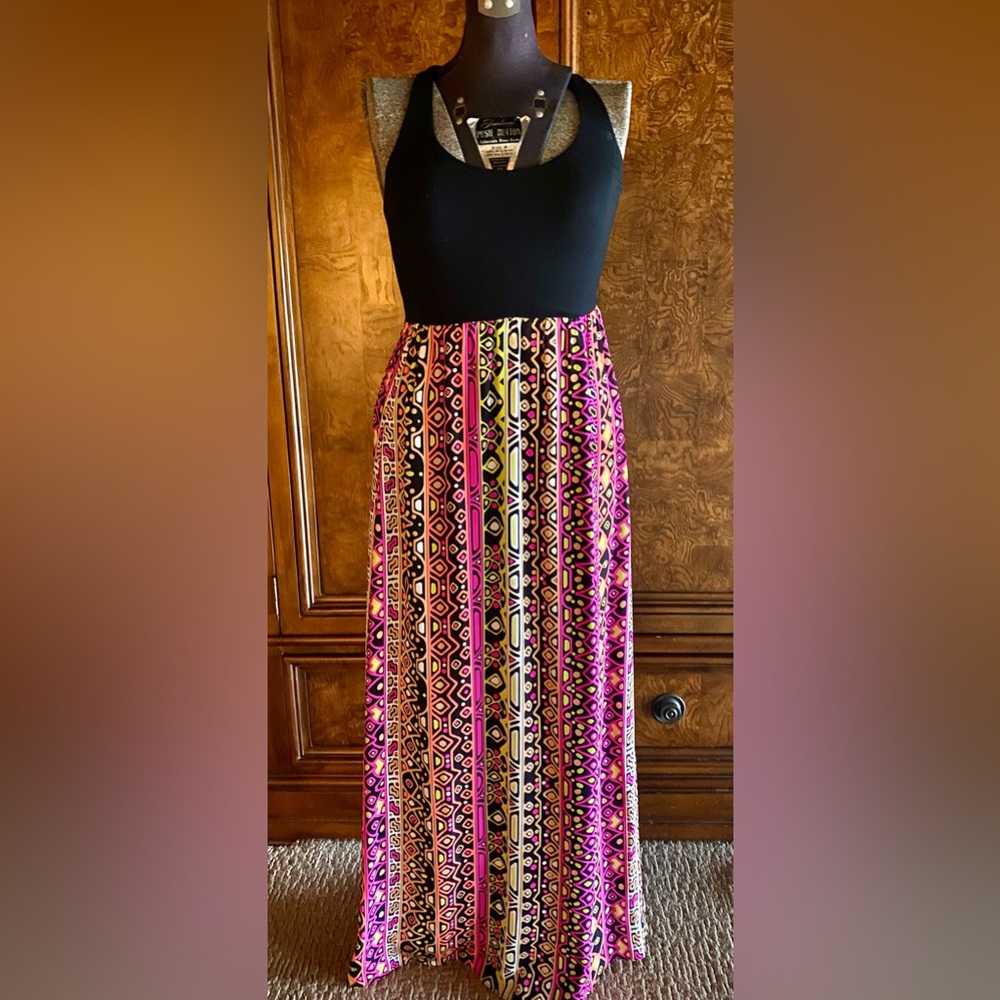 Alice  & Trixie Geo Colorful Silk Maxi Dress Size S